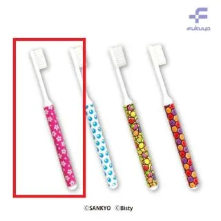 C桜柄】SANKYO PUSHボタンキャップ付き 歯ブラシ オンラインクレーン 