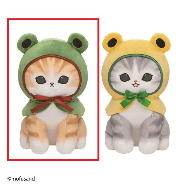 A緑カエル×ベージュネコ】mofusandカエルにゃんBIGぬいぐるみ