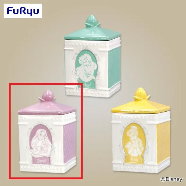 Bラプンツェル】ディズニープリンセス アンティーク風陶器小物入れ