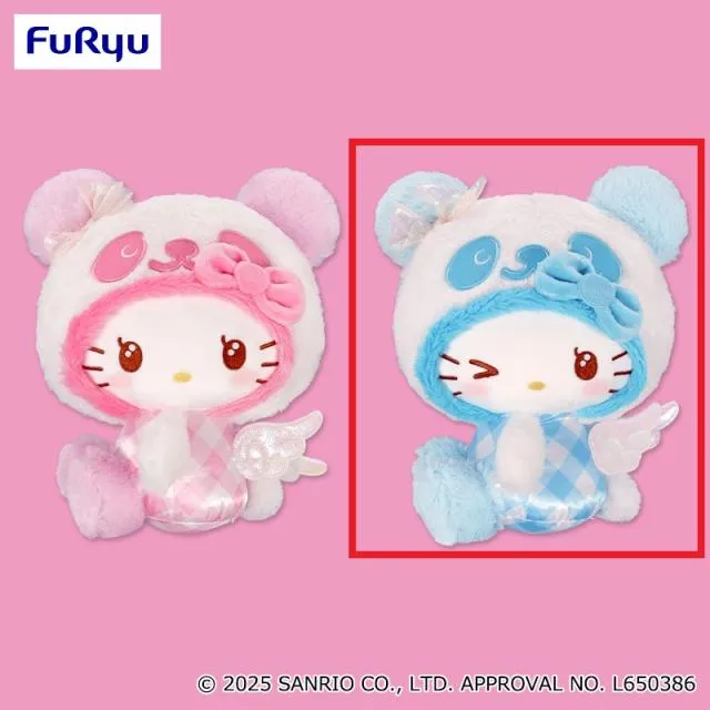 Bブルー】パンダハローキティ エモきゅ～と・エンジェルBIGぬいぐるみ