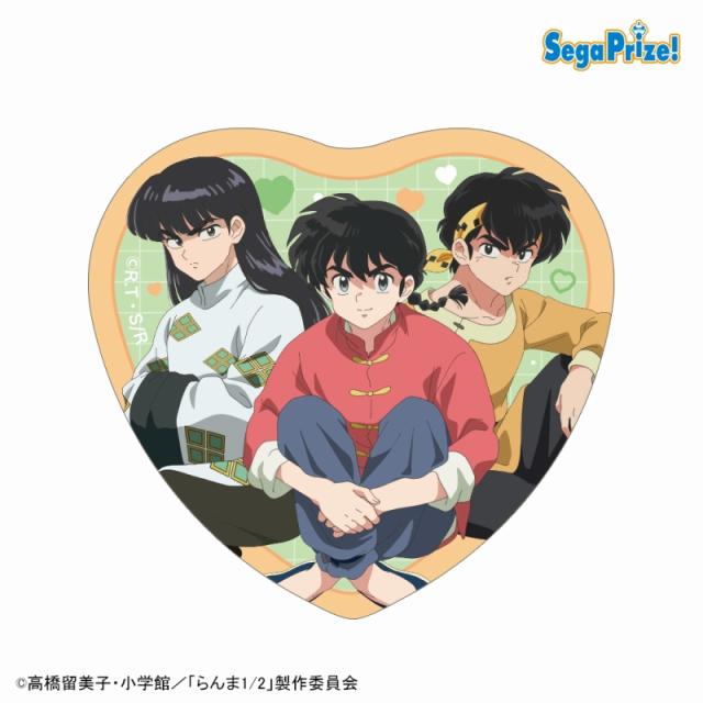 E乱馬&良牙&ムース】TVアニメ「らんま1/2」 ハート型缶バッジ(EX