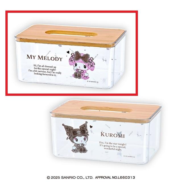 サンリオ　マイメロクリアティッシュケース マイメロディ＆クロミ エンジェルクリアティッシュケース ロゴピンク