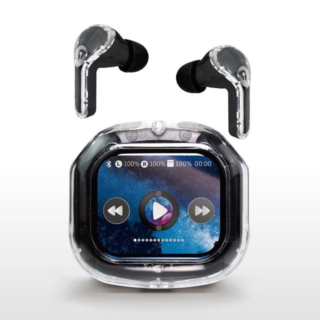 Bブラック】液晶タッチパネル付き-TWSイヤホンAwesome2