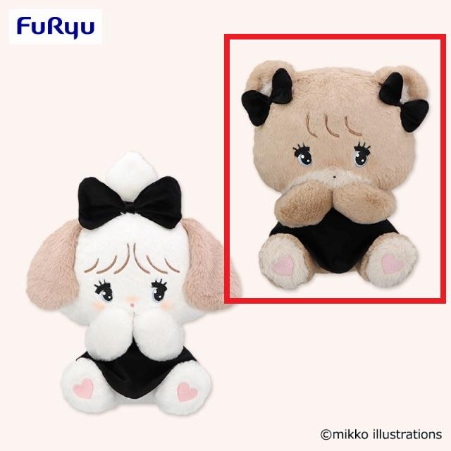 mikko スフレ　BIGぬいぐるみ セット　いちご　ブラック　おねんね Bラテ】mikko characters BLACK RIBBON BIGぬいぐるみ～スフレ&ラテ