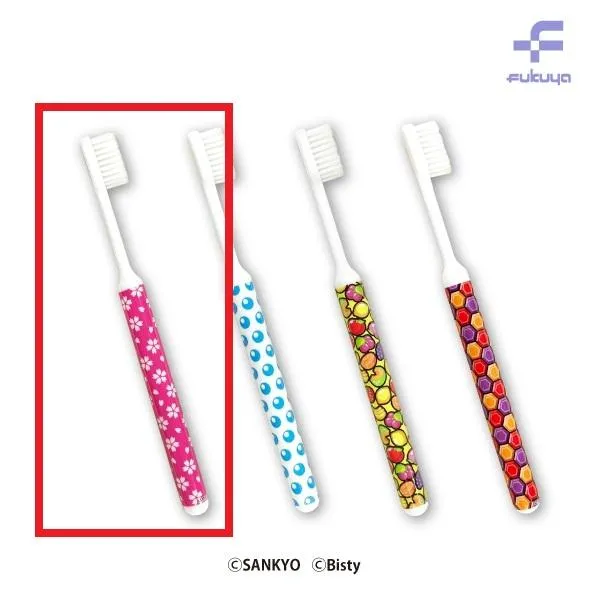 C桜柄】SANKYO PUSHボタンキャップ付き 歯ブラシ オンラインクレーン