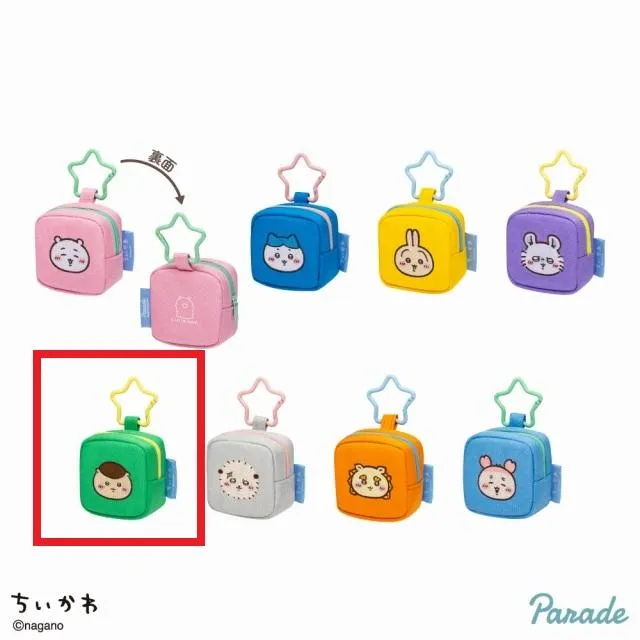 Eくりまんじゅう】ちいかわ カラビナつき刺繍スクエアミニポーチ