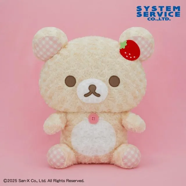 コリラックマ】リラックマ パリのいちご ローズチェックぬいぐるみXL