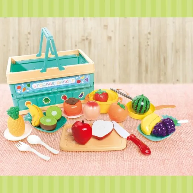 Bフルーツセット】コンテナかご付きおままごとキッチンセット