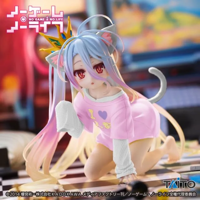 白】ノーゲーム・ノーライフ Desktop Cute フィギュア 白～猫耳Tシャツ