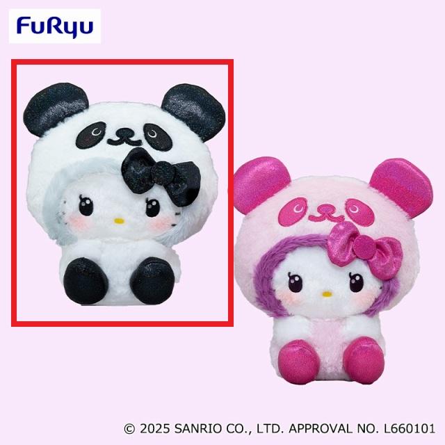 Aブラック】パンダ ハローキティ GIRAGIRA・BIGぬいぐるみ オンライン