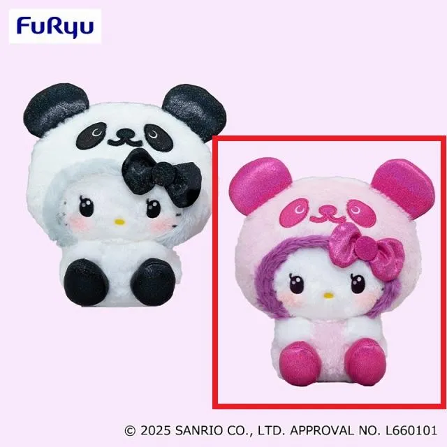 Bピンク】パンダ ハローキティ GIRAGIRA・BIGぬいぐるみ オンライン