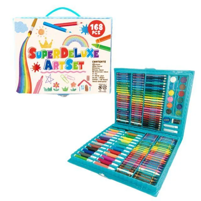 Aブルー(ケース色)】スーパーデラックス アートセット168P オンライン