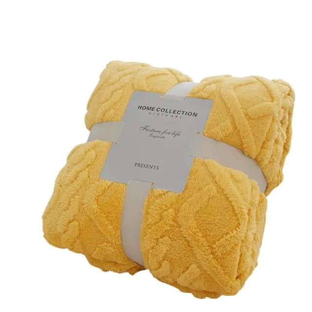 Hイエロー】Simpleケーブルニットひざ掛け オンラインクレーンゲーム