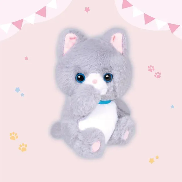 Bベル(グレー)】おしゃぶりにゃんこ ぬいぐるみ オンラインクレーン