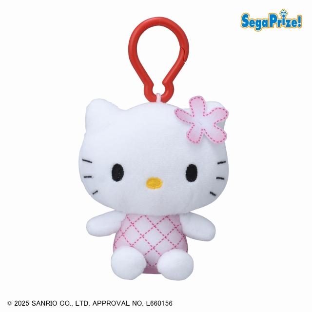 Dピンクキルト(ピンク:服)】ハローキティ カラビナ付マスコット