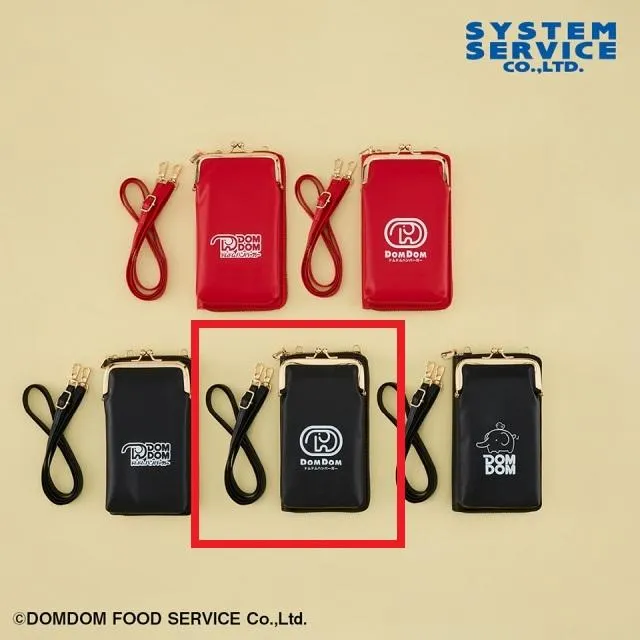 C黒(新ロゴ)】ドムドムハンバーガー ウォレット付きスマホショルダー