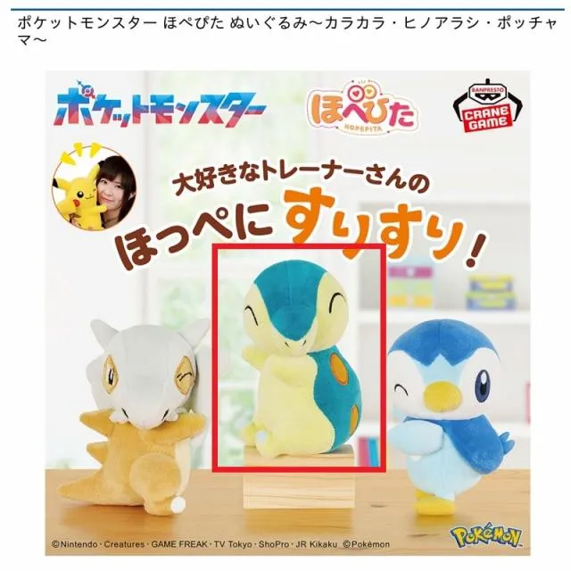 Bヒノアラシ】ポケットモンスター ほぺぴた ぬいぐるみ～カラカラ