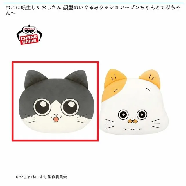 Aプンちゃん】ねこに転生したおじさん 顔型ぬいぐるみクッション～プン
