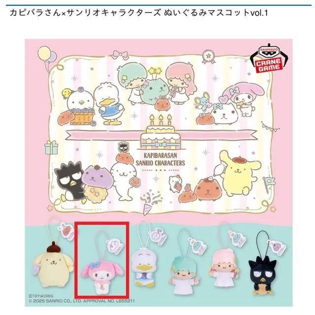 Bマイメロディ】カピバラさん×サンリオキャラクターズ ぬいぐるみ