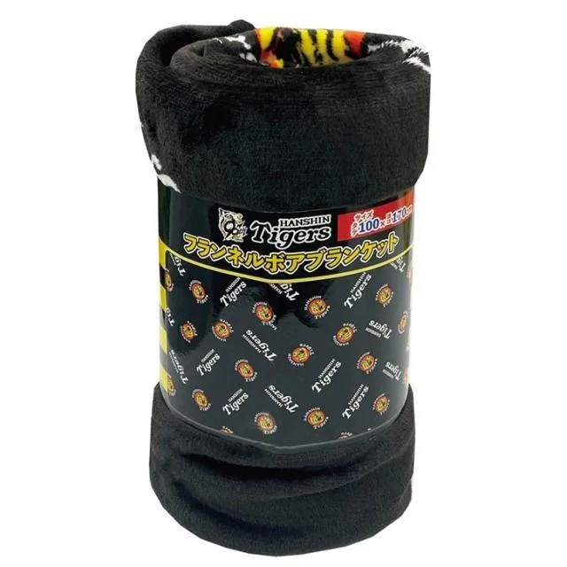 B:タイガースロゴ柄(黒)】阪神タイガース フランネルボアブランケット