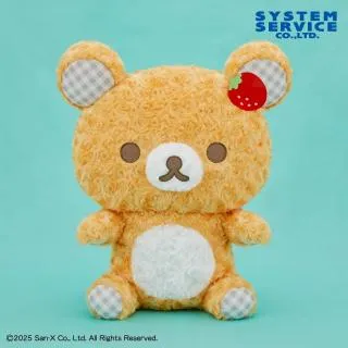 リラックマ】リラックマ パリのいちご ローズチェックぬいぐるみXL