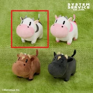 Aウシさん(白×黒)】牧場物語 ボールチェーン付きウシさんなかよし
