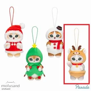 限定クリスマス　トナカイ　雪の結晶　猫　5個セット Dトナカイ】mofusand クリスマスにゃんマスコット オンラインクレーン
