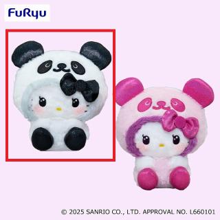 Aブラック】パンダ ハローキティ GIRAGIRA・BIGぬいぐるみ オンライン
