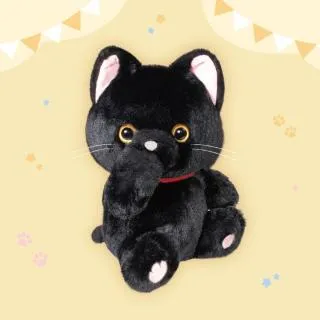 Aレオ(黒)】おしゃぶりにゃんこ おおきめぬいぐるみ オンライン