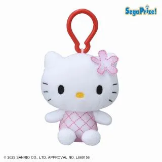 Dピンクキルト(ピンク:服)】ハローキティ カラビナ付マスコット
