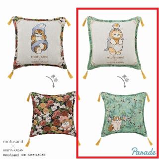 Aバラ(背景:黒)】mofusand×HIBIYA-KADAN ゴブラン織りクッション〜冬