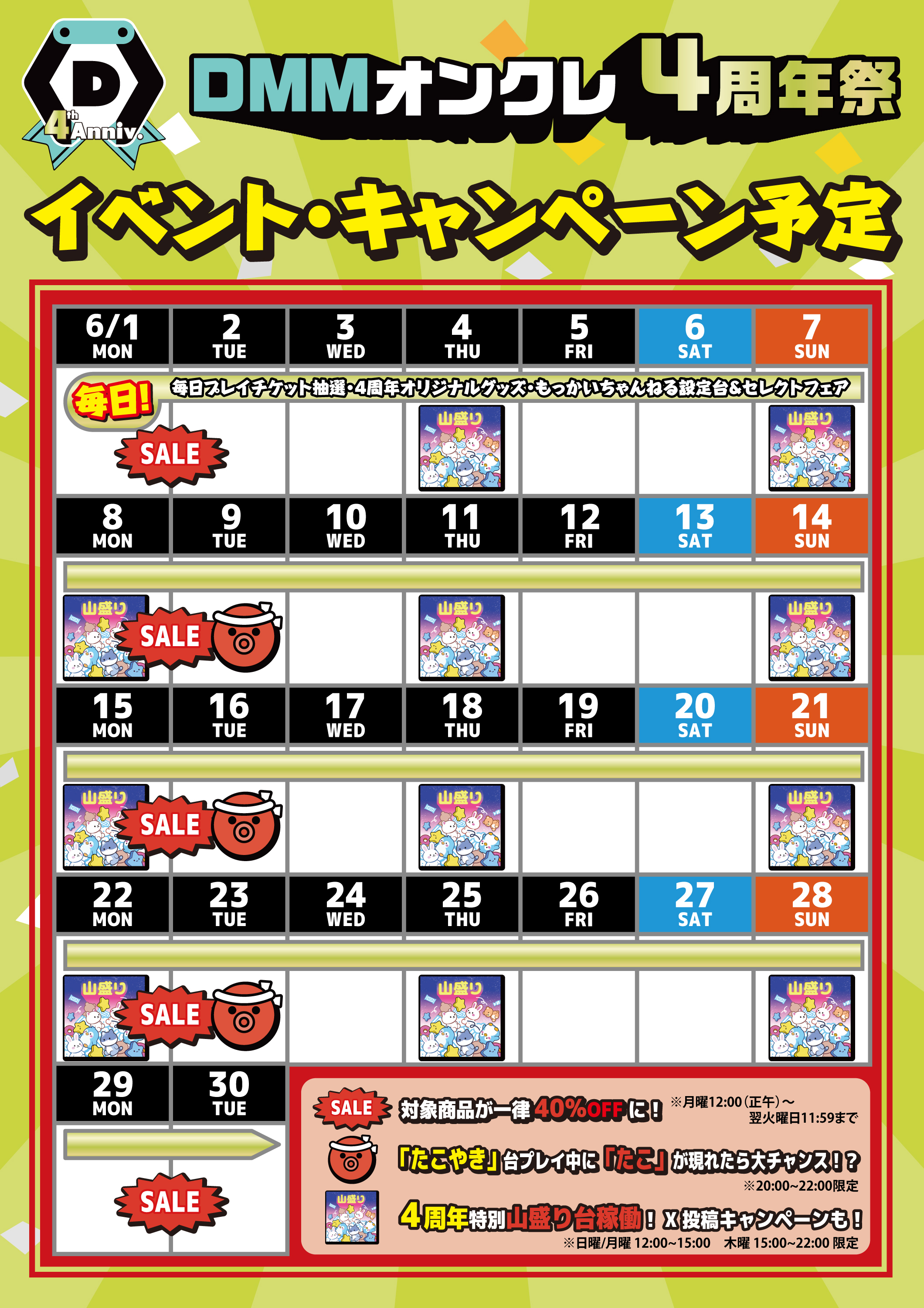 DMMオンクレ4周年祭🎂 4周年記念セール・プレイチケット抽選など